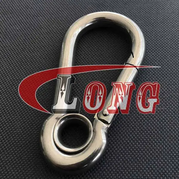 stainless steel spring snap hook with eyelet gromet din 5299