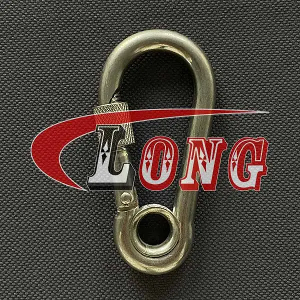 spring snap hook with eye and locking screw gate galvanized