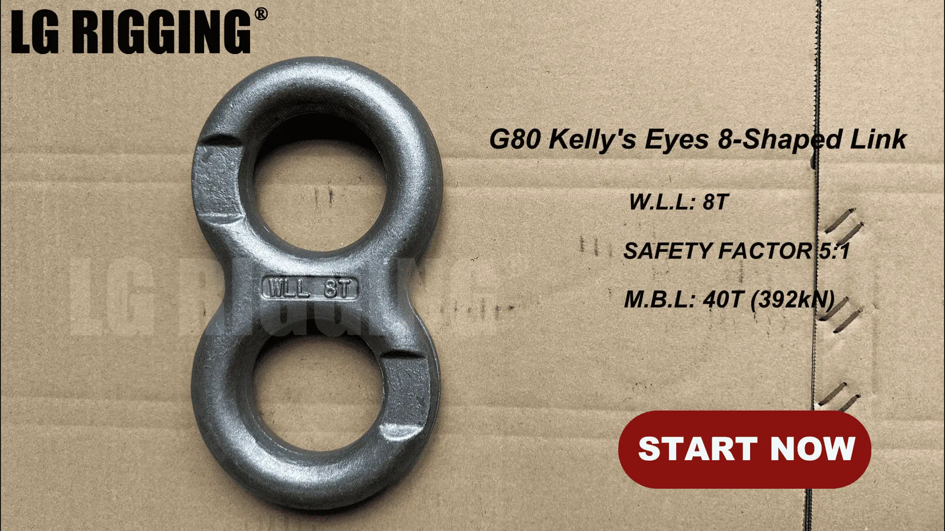 LG RIGGING® Breaking Load Test WLL8T G80 Kelly's Eyes 8-Shaped Link