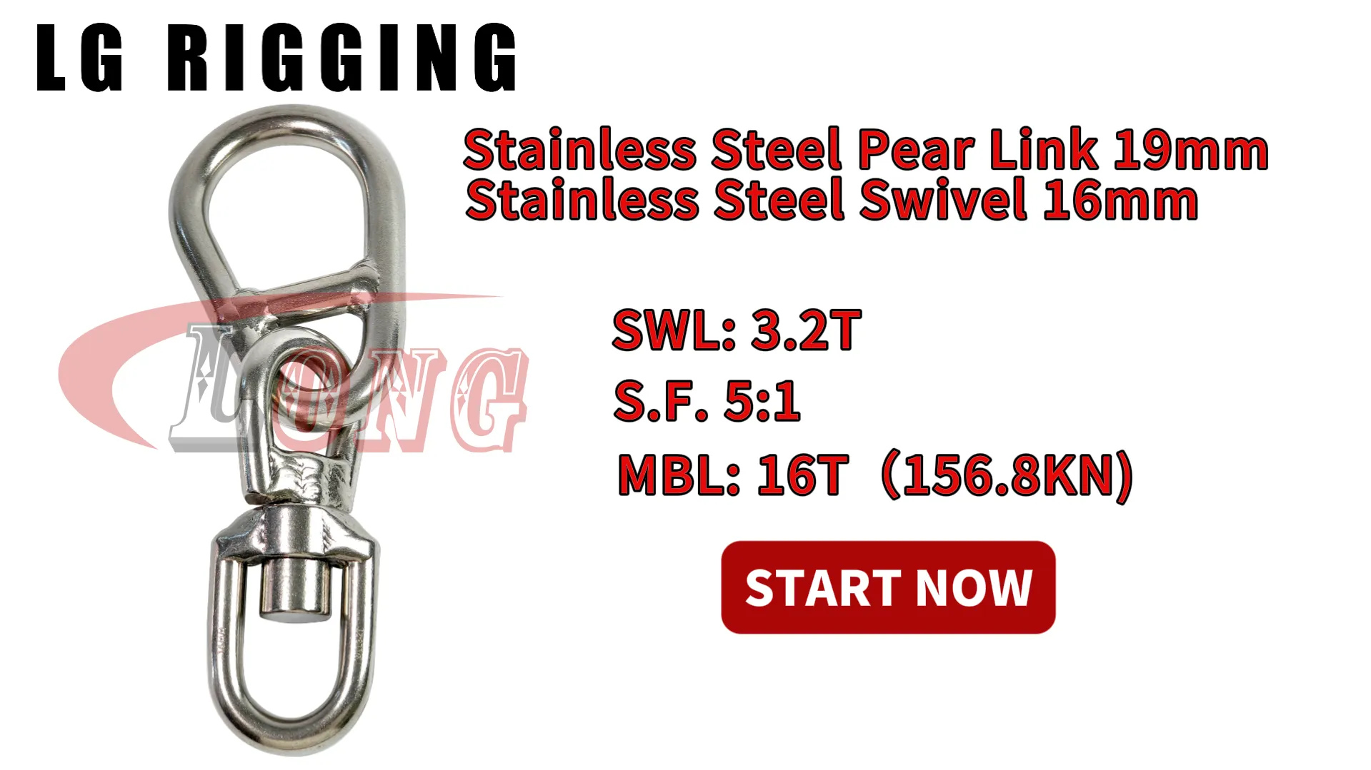 LGRIG® Break Test 16mm Stainless Steel Swivel & 19mm  Stainless Steel Pear Link