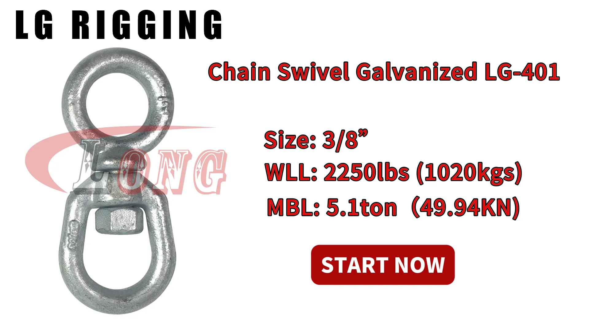 LGRIG® Break Test 3/8 Chain Swivel Galvanized LG-401