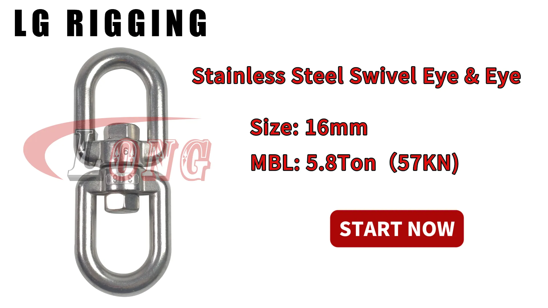 LGRIG® Break Test 16mm Chain Swivel Eye & Eye Stainless Steel