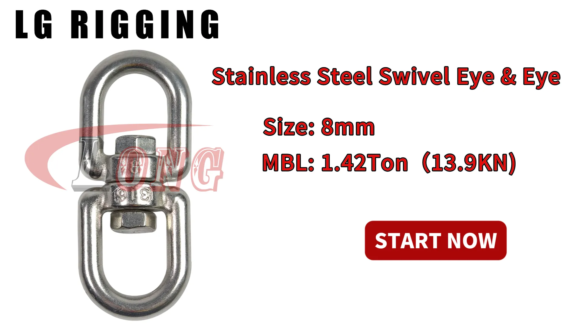 LGRIG® Break Test 8mm Chain Swivel Eye & Eye Stainless Steel
