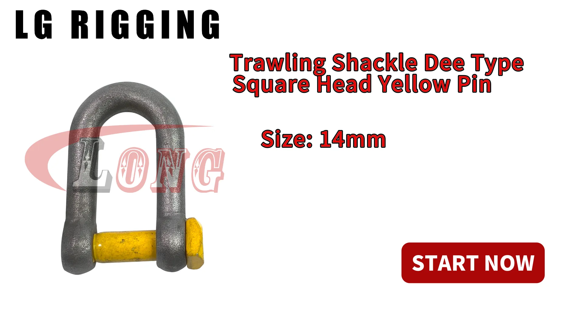 LGRIG® Break Test 14mm Trawling Shackle Dee Type Square Head Pin Yellow Pin