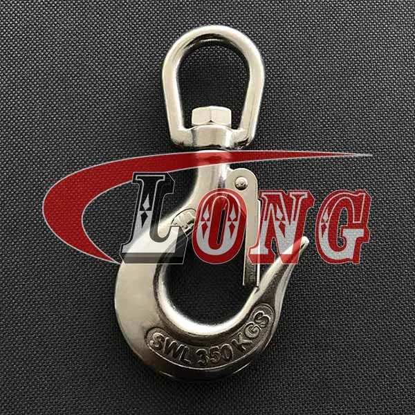Stainless Steel Swivel Eye Hook with Latch for Trawling Gear LG RIGGING®