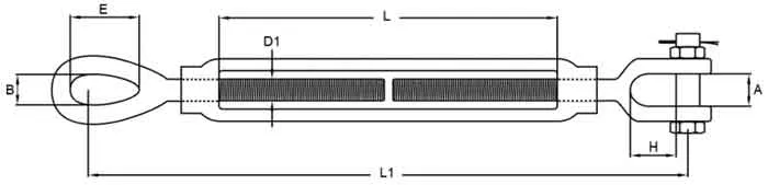 Specifications of LGRIG® Jaw & Eye Stainless Steel Turnbuckle US Type